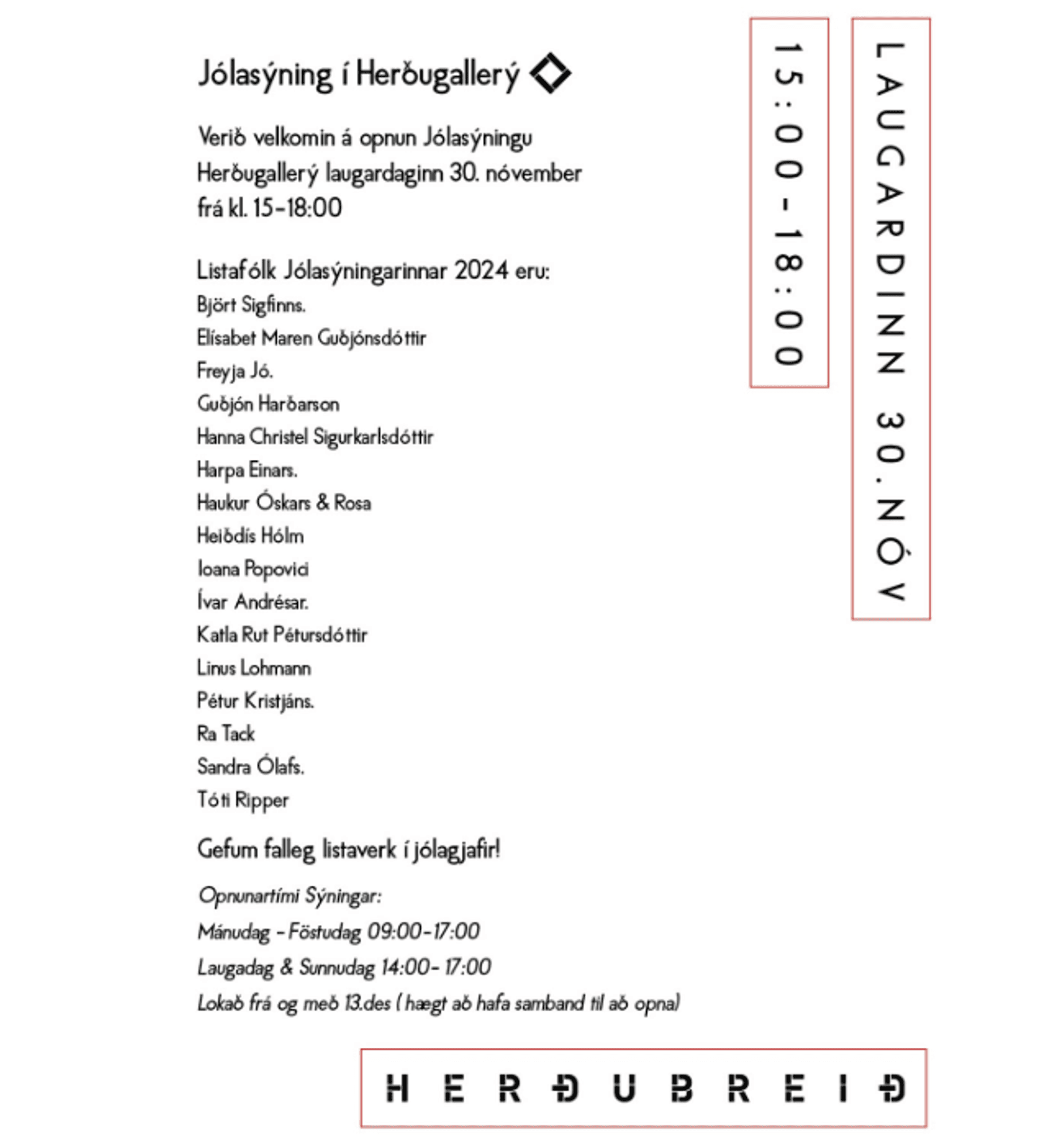 Herðubreið, Seyðisfirði – Jólasýning